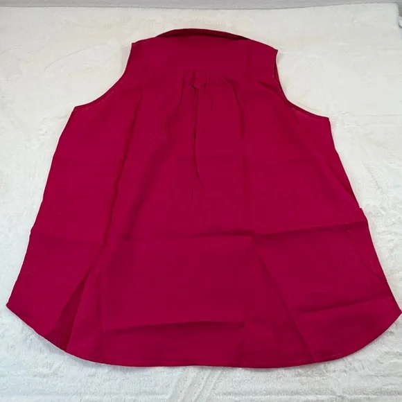 For Cynthia Linen Tunic Top 2X Pink Sleeveless Blouse Plus Size Coastal Boho - Picture 6 of 11